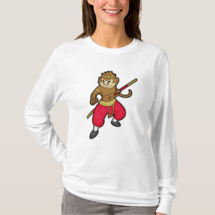 Camiseta Macaco como guerreiro com Funcionarios e banda lar