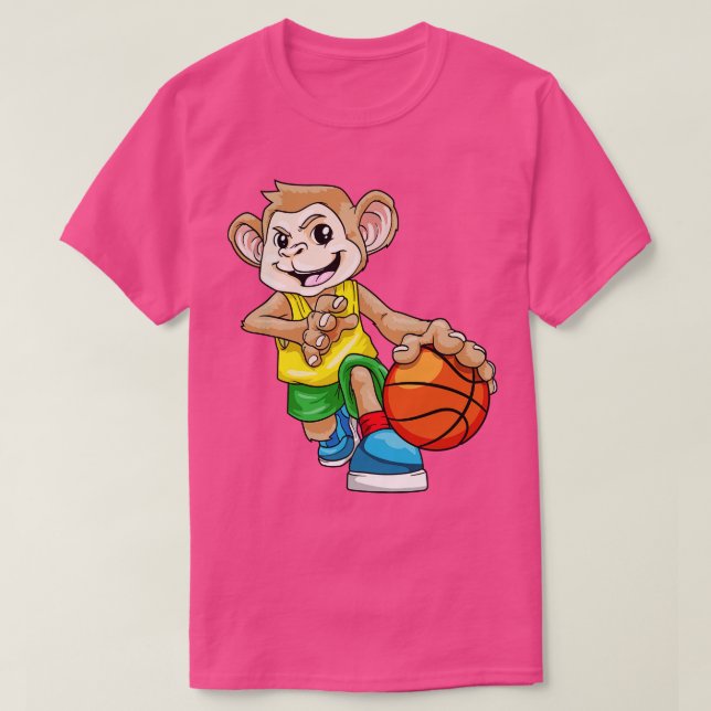 Camiseta Macaco como jogador de basquetebol com basquetebol (Frente do Design)