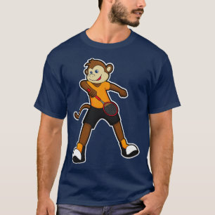 Camiseta Macaco como jogador de Tênis com raquete Tênis