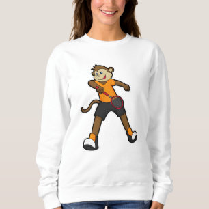 Camiseta Macaco como jogador de Tênis com raquete Tênis