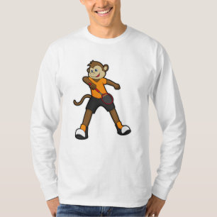 Camiseta Macaco como jogador de Tênis com raquete Tênis