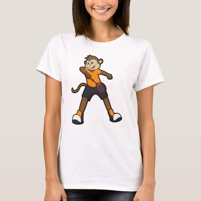 Camiseta Macaco como jogador de Tênis com raquete Tênis (Frente)