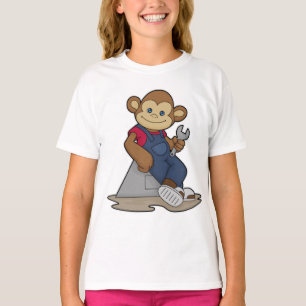 Camiseta Macaco como mecânico com chave inglesa