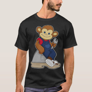 Camiseta Macaco como mecânico com chave inglesa