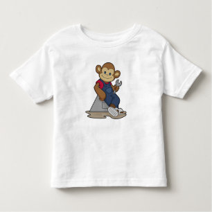 Camiseta Macaco como mecânico com chave inglesa