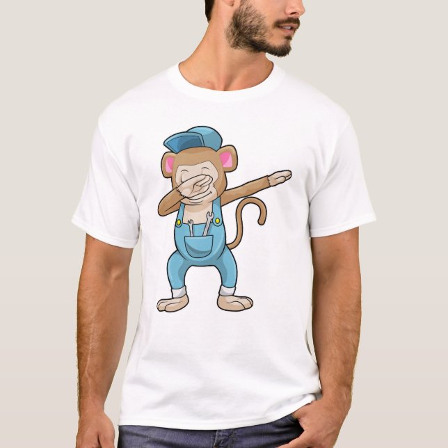 Camiseta Macaco como mecânico no laboratório Dance Dance Da (Frente)