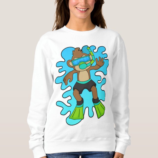 Camiseta Macaco como mergulhador com Snorkel (Frente)
