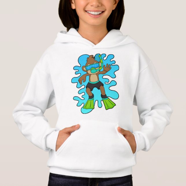 Camiseta Macaco como mergulhador com Snorkel (Frente)