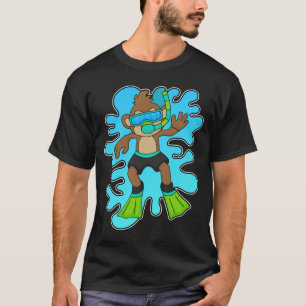 Camiseta Macaco como mergulhador com Snorkel
