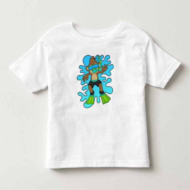 Camiseta Macaco como mergulhador com Snorkel (Frente)