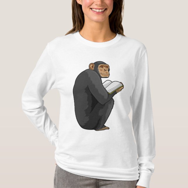 Camiseta Macaco como Nerd do Livro (Frente)