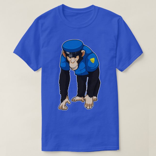 Camiseta Macaco como oficial de polícia com uniforme (Frente do Design)