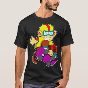 Camiseta Macaco como skater com capacete de skate
