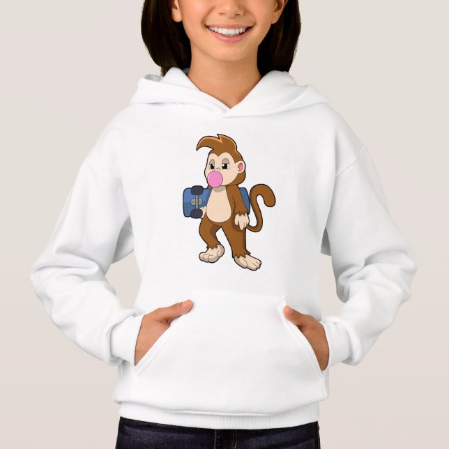Camiseta Macaco como skater com skate (Frente)