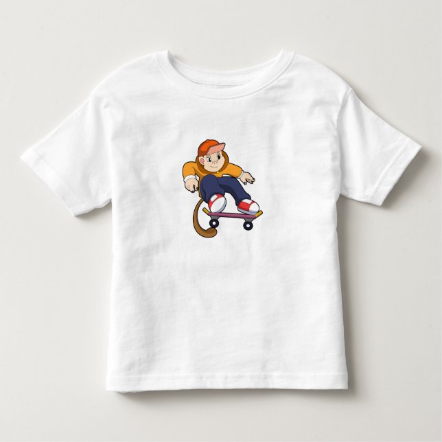 Camiseta Macaco como skater com skate (Frente)