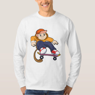 Camiseta Macaco como skater com skate