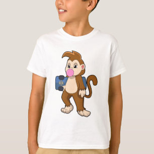 Camiseta Macaco como skater com skate