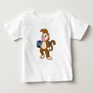 Camiseta Macaco como skater com skate