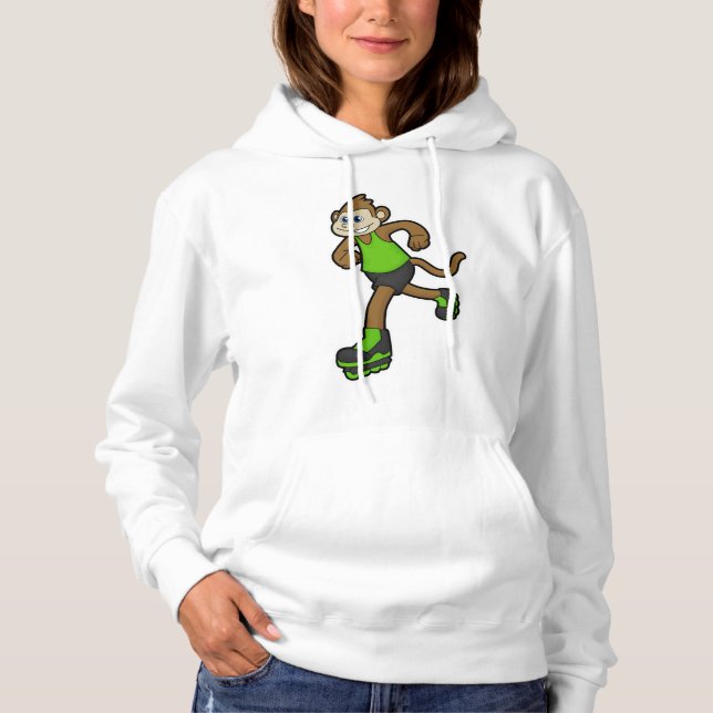 Camiseta Macaco como skater com skates em linha (Frente)