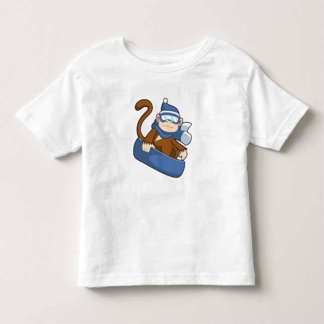 Camiseta Macaco como Snowboarder com Sonowboard.PNG (Frente)