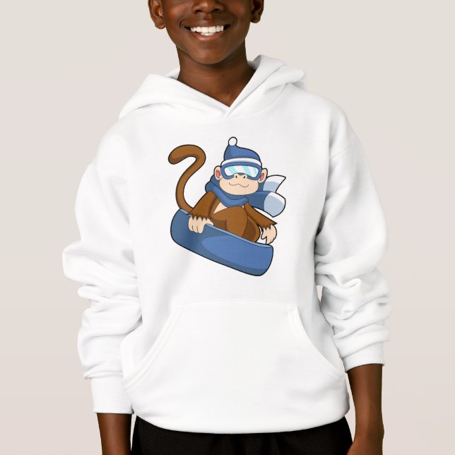 Camiseta Macaco como Snowboarder com Sonowboard.PNG (Frente)