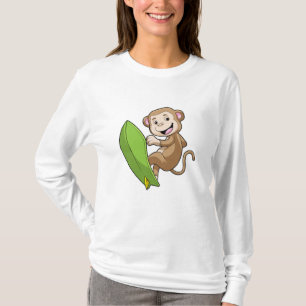 Camiseta Macaco como surfista com surfboard