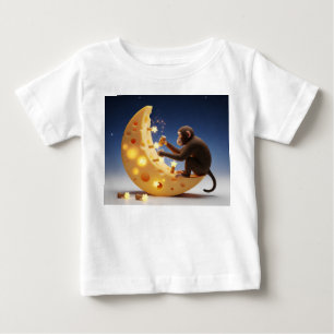 Camiseta Macaco Consertando uma Lua de Queijo Suíço com Est