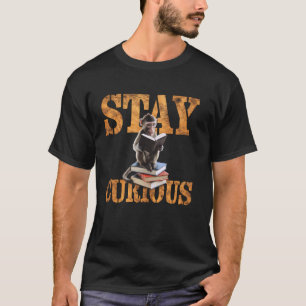 Camiseta Macaco Curioso Amante de Livros Leitor Bibliotecár