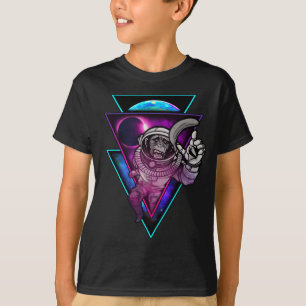 Camiseta Macaco de Arte Espacial Vaporwave Astronauta Banan
