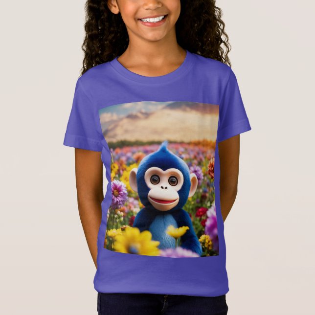 Camiseta Macaco de Campo Flor - Bebê Fine Jersey Tee (Frente)