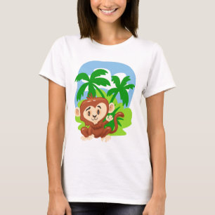 Camiseta Macaco de Cartoon Bonito