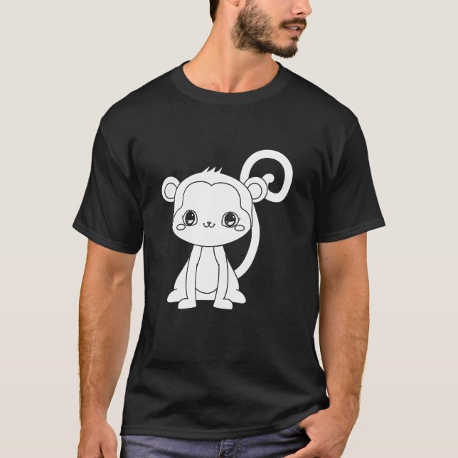 Camiseta Macaco de Cartoon Bonito (Frente)