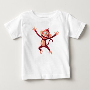 Camiseta Macaco de desenho animado alegre saltitante