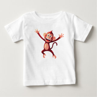 Camiseta Macaco de desenho animado alegre saltitante