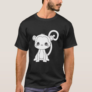 Camiseta Macaco de Desenho Animado Fofo