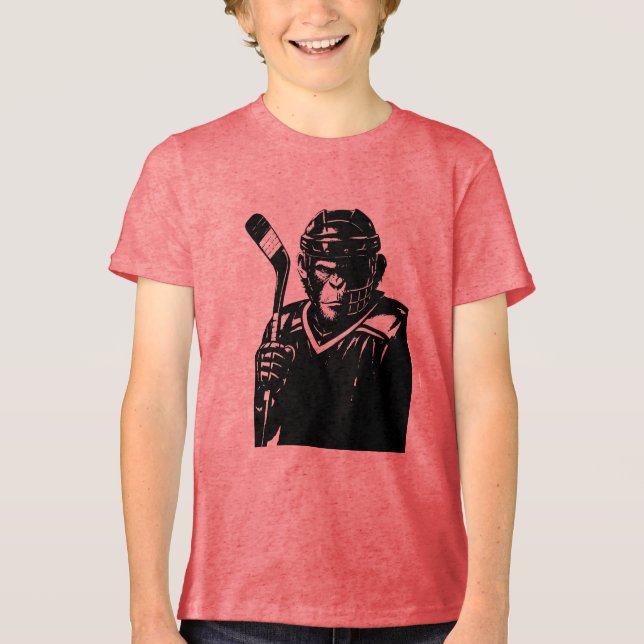 Camiseta Macaco de hóquei ousado (Frente)