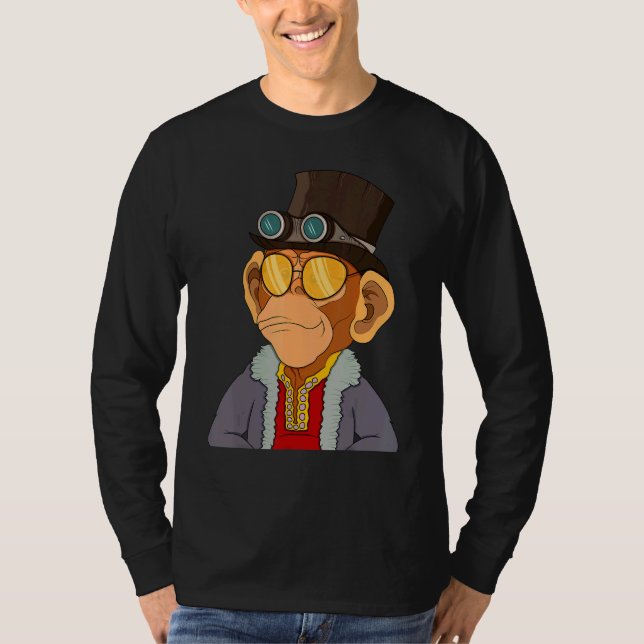 Camiseta Macaco de Luxo Steampunk NFT Tema Steam Punk Monge (Frente)