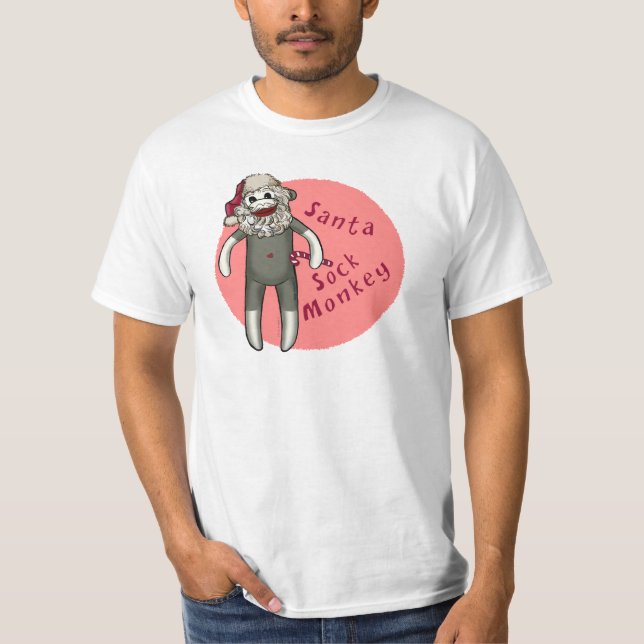 Camiseta Macaco de Meia do Papai Noel de Natal (Frente)