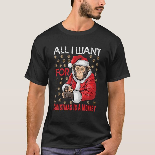 Camiseta Macaco De Natal Passou Xmas Um Macaco Engraçado Pa (Frente)