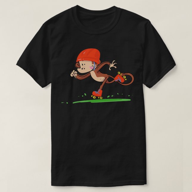 Camiseta Macaco de Patinação Diversão (Frente do Design)