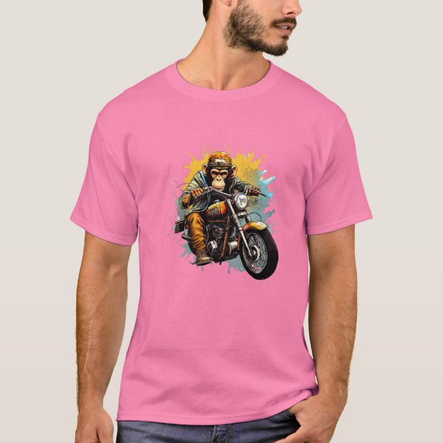 Camiseta Macaco dirige a moto (Frente)