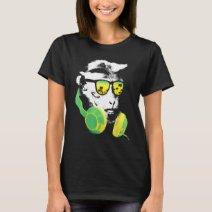 Camiseta Macaco Dj Com Fones de ouvido E Festa De Óculos De
