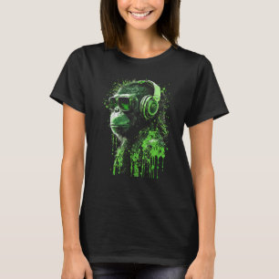 Camiseta Macaco DJ Com Fones de ouvido E Óculos De Sol 1