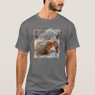 Camiseta Macaco Dourado de Nariz Arrebitado Pai com Bebê