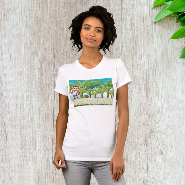 Camiseta Macaco e Caracol em Cena de Selva Tropical (Criador carregado)