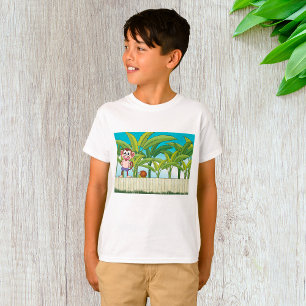 Camiseta Macaco e caracol na cena tropical da selva