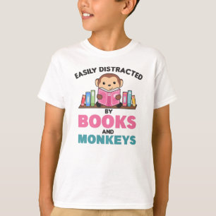 Camiseta Macaco E Livros Engraçados Dizendo Com Livro