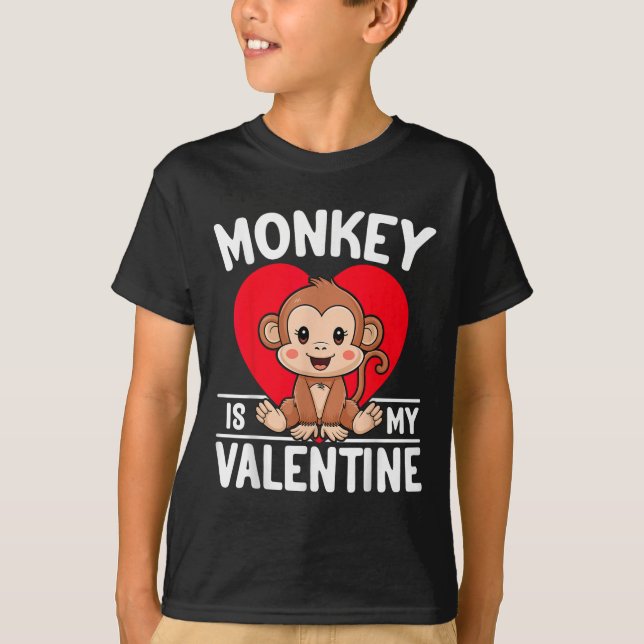 Camiseta Macaco é meu coração de valentim Macaco fofo (Frente)