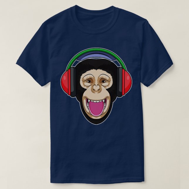Camiseta Macaco em Música com Fone de Ouvido (Frente do Design)