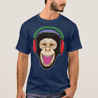 Camiseta Macaco em Música com Fone de Ouvido